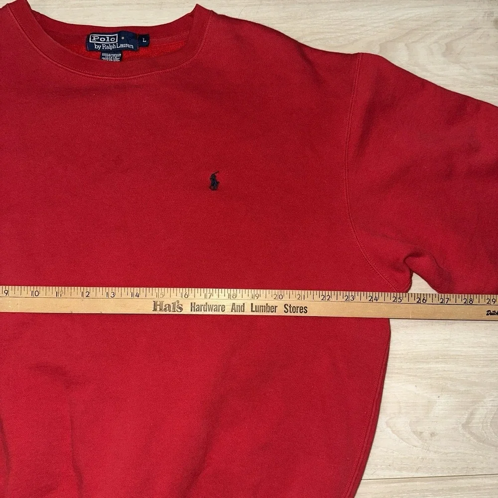Vintage 90s Polo Ralph Lauren Sweater Mens Large‎ Red Canvas Fleece Preppy Pony